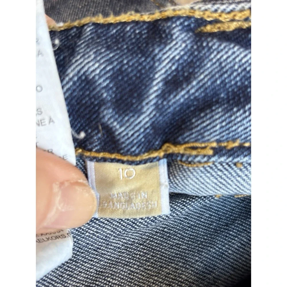 Michael Kors Women's 10 Cropped Blue Jeans Patch Pocket Y2K Straight Leg Grunge
